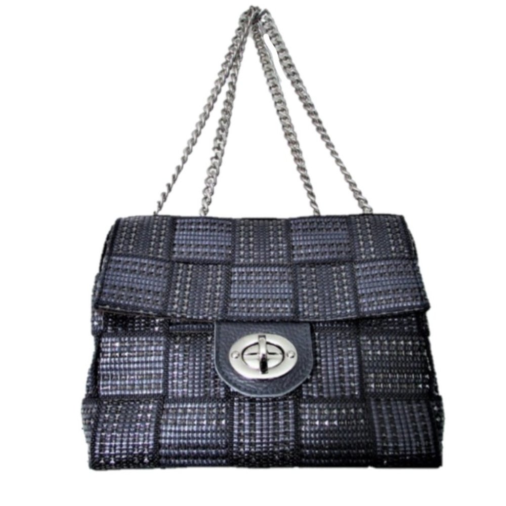 Alma Tonutti blue metallic synthetic woven handbag